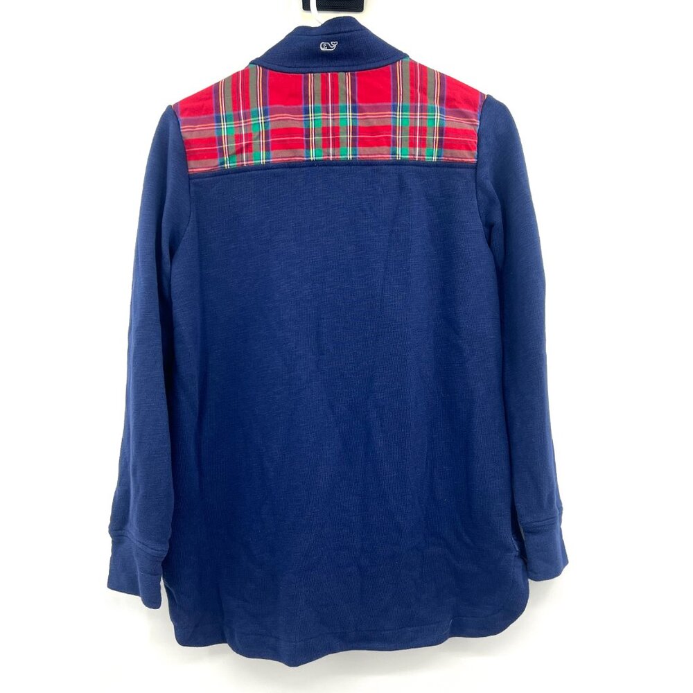Vineyard Vines Shep Tartan Half Zip Navy Pullover Sweater Women's Small - Picture 4 of 5